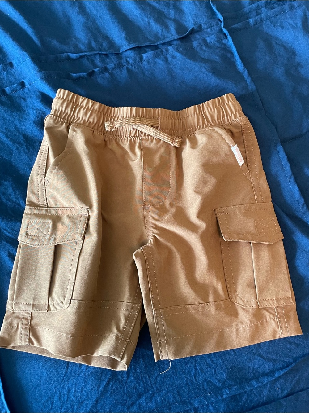 Weatherproof Tan Elastic-Waist Cargo Shorts